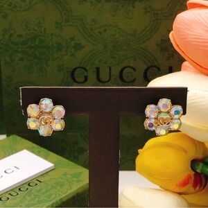 Gucci Gold Earrings with Iridescent Stones
